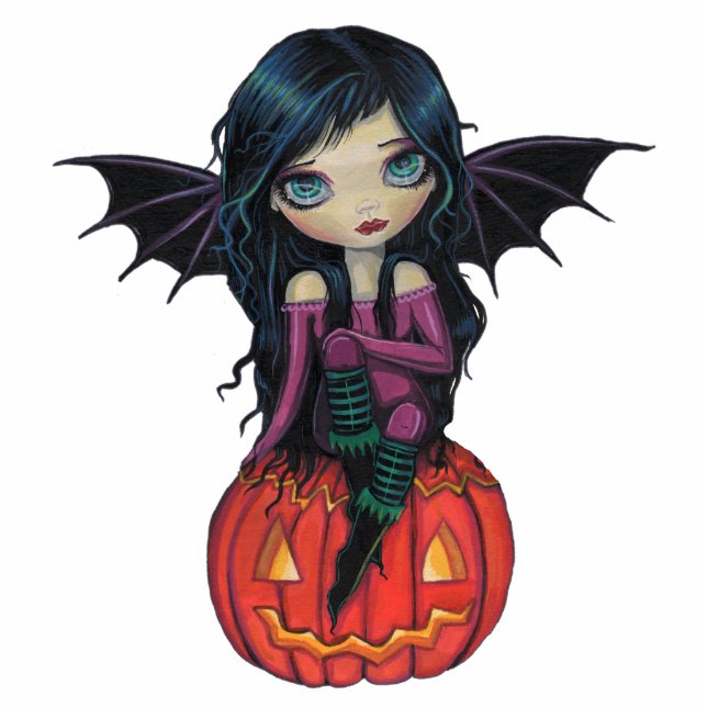 Pumpkin Pixie Halloween Acrylfotoskulptur Freistehende Fotoskulptur (Vorne)
