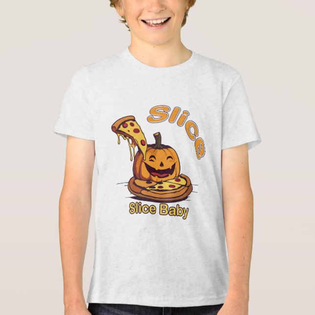 Pumpkin Pizza Party - Funny Halloween Food Design Tri-Blend Shirt (Vorderseite)