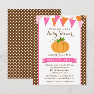 Pumpkin Polka Dot Bunting Girl Fall Babydusche Einladung