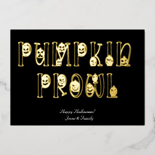 "Pumpkin Prowl" Halloween-Typografie Folieneinladung