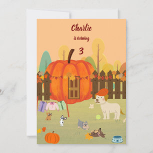 Pumpkin Pups Herbstfeier Geburtstag Einladung