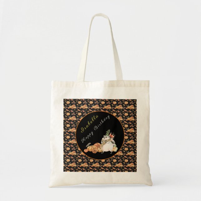 Pumpkin Raccoon Anpassen von Text und Farbe Tragetasche (Vorne)