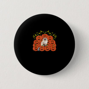 Pumpkin Ragdoll Cat Halloween Kitten Jack O Lanter Button
