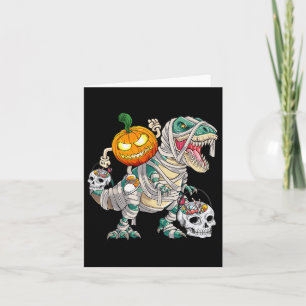 Pumpkin Riding Mummy Dinosaur T Rex Halloween Spaß Karte
