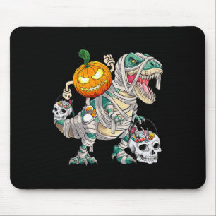 Pumpkin Riding Mummy Dinosaur T Rex Halloween Spaß Mousepad