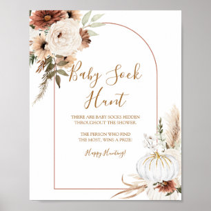 Pumpkin Rustic Boho Fall in Liebe Baby Socke Hunt Poster