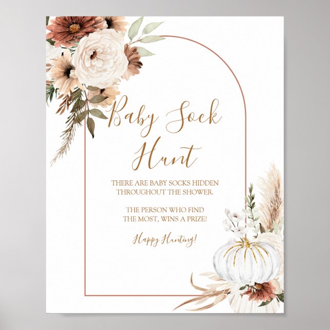 Pumpkin Rustic Boho Fall in Liebe Baby Socke Hunt Poster (Vorne)