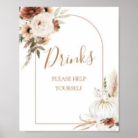 Pumpkin Rustic Boho Fall in Liebe Drinks Zeichen