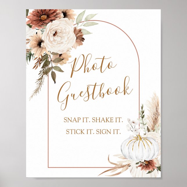 Pumpkin Rustic Boho Fall In Liebe Foto Gästebuch (Vorne)