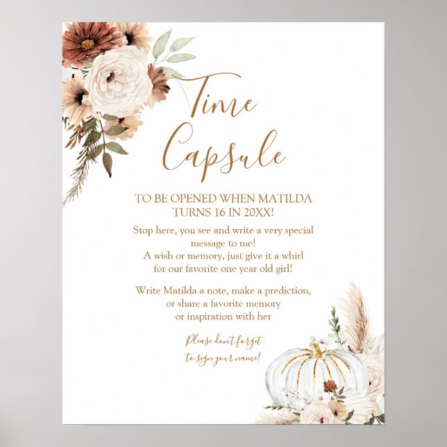 Pumpkin Rustic Boho Fall in Liebe Zeit Kapsel Poster (Vorne)