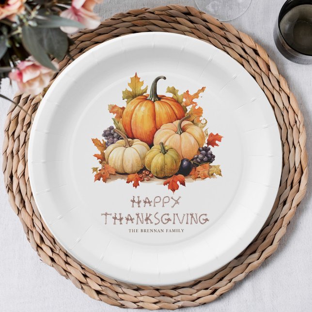 Pumpkin Rustic Erntedank Dinner Pappteller (Pumpkin Rustic Thanksgiving Dinner Paper Plates)