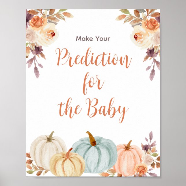 Pumpkin Rustic Floral Vorhersagen für Baby Poster (Vorne)