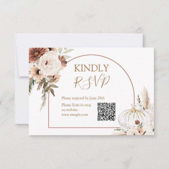 Pumpkin Rustikaler Boho Arch Fall in Liebe UAwg Dankeskarte (Vorderseite)