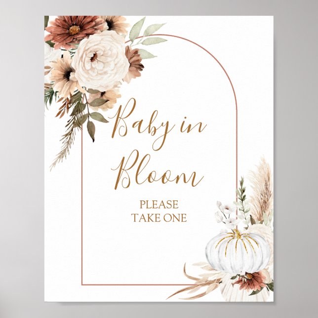 Pumpkin Rustikaler Boho Fall in Liebe Baby in Bloo Poster (Vorne)