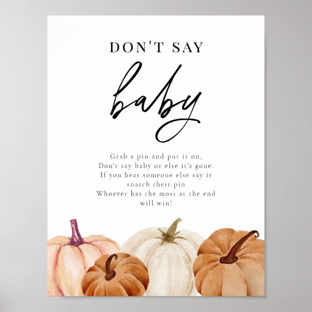 Pumpkin sagt kein Baby Game Sign Poster (Vorne)