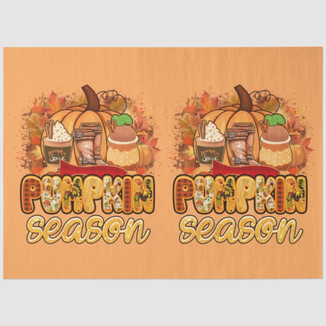 Pumpkin Saison Herbst Farbe anpassen Seidenpapier (Vorderseite)