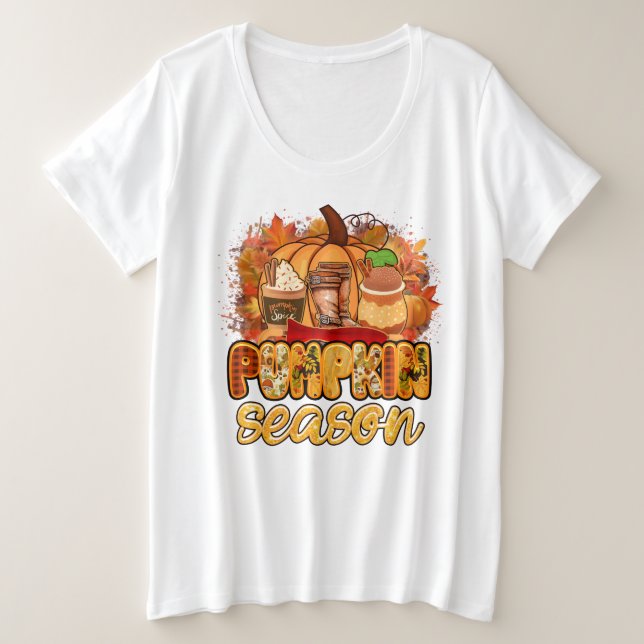Pumpkin Saison Herbst individuell anpassen Große Größe T-Shirt (Design vorne)