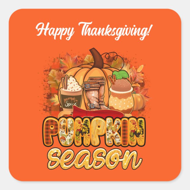 Pumpkin Saison Herbst individuell anpassen Quadratischer Aufkleber (Vorderseite)