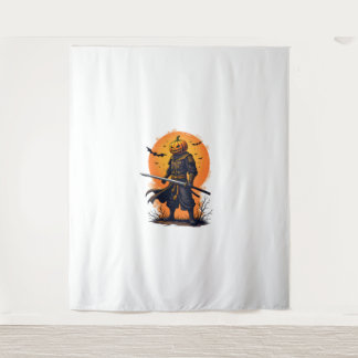 Pumpkin Samurai - Halloween Warrior T - Shirt Wandteppich
