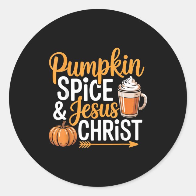Pumpkin Sce And Jesus Christ Christian Fall Autumn Runder Aufkleber (Vorderseite)