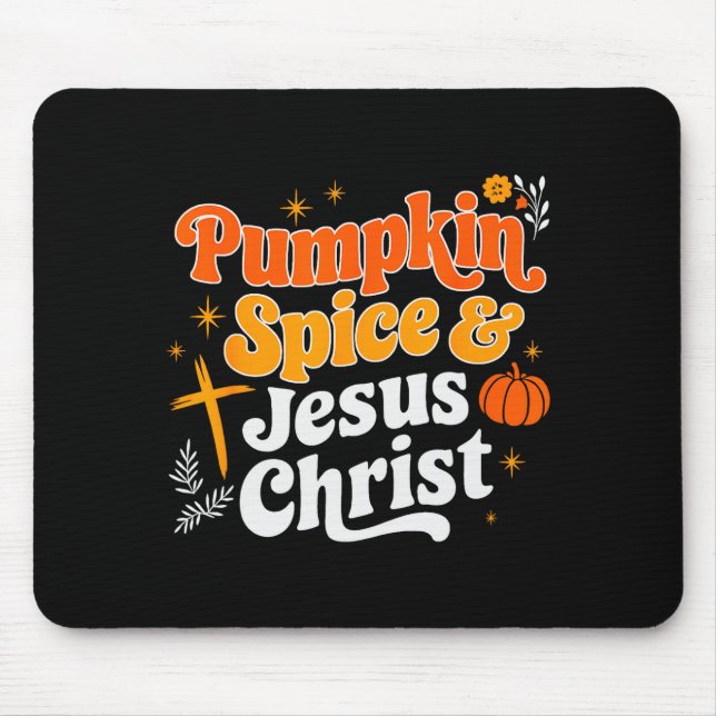 Pumpkin Sce And Jesus Christ Christian Fall Thanks Mousepad (Vorne)