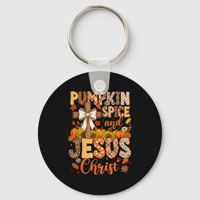 Pumpkin Sce And Jesus Christ Funny Fall Christian  Schlüsselanhänger (Vorderseite)