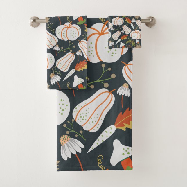 Pumpkin seamless pattern floral black and white (En situation)