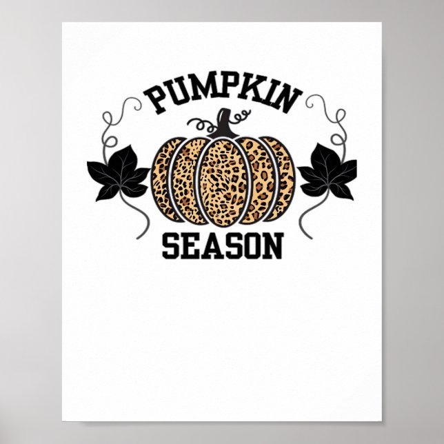 Pumpkin Season Cheetah Print Pumpkin Fall Design Poster (Vorne)