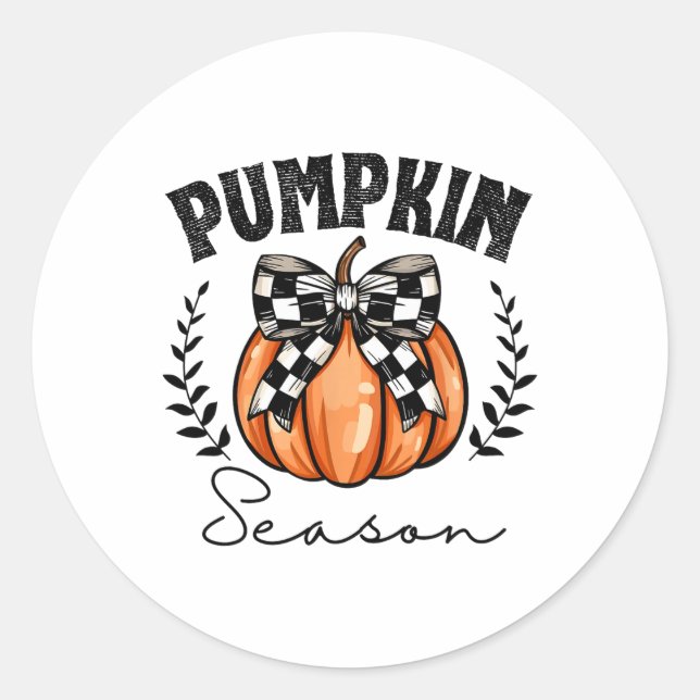 Pumpkin Season Coquette Pumpkin Bow Halloween Spoo Runder Aufkleber (Vorderseite)