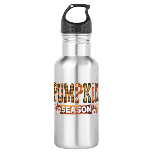 Pumpkin Season Fall Boho Edelstahlflasche (Vorderseite)