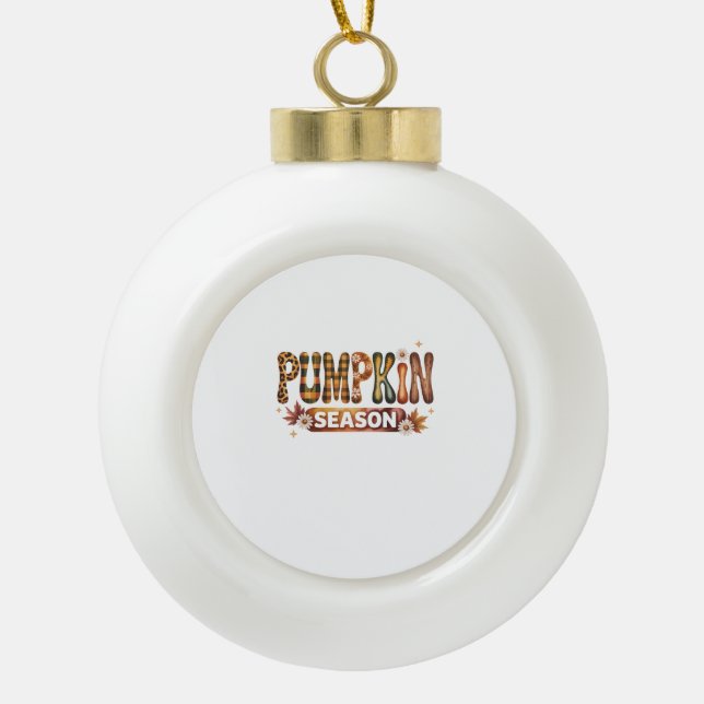 Pumpkin Season Fall Boho Keramik Kugel-Ornament (Vorderseite)