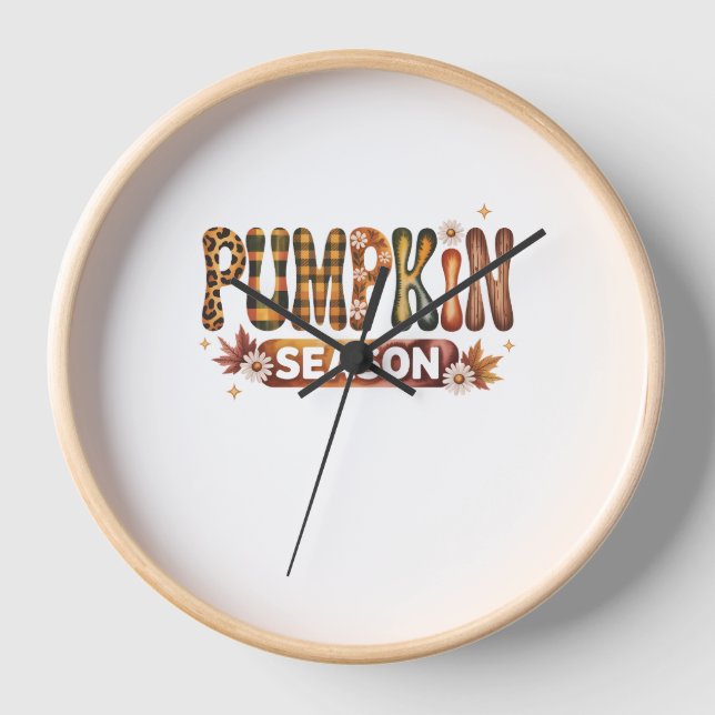 Pumpkin Season Fall Boho Uhr (Vorderseite)