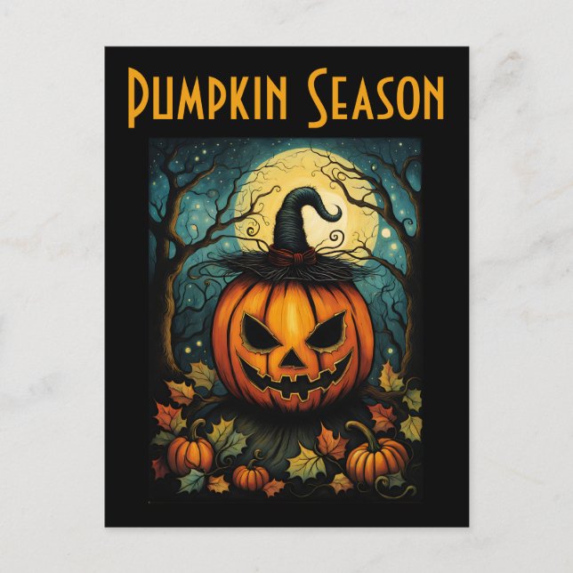 Pumpkin Season Halloween Postkarte (Vorderseite)