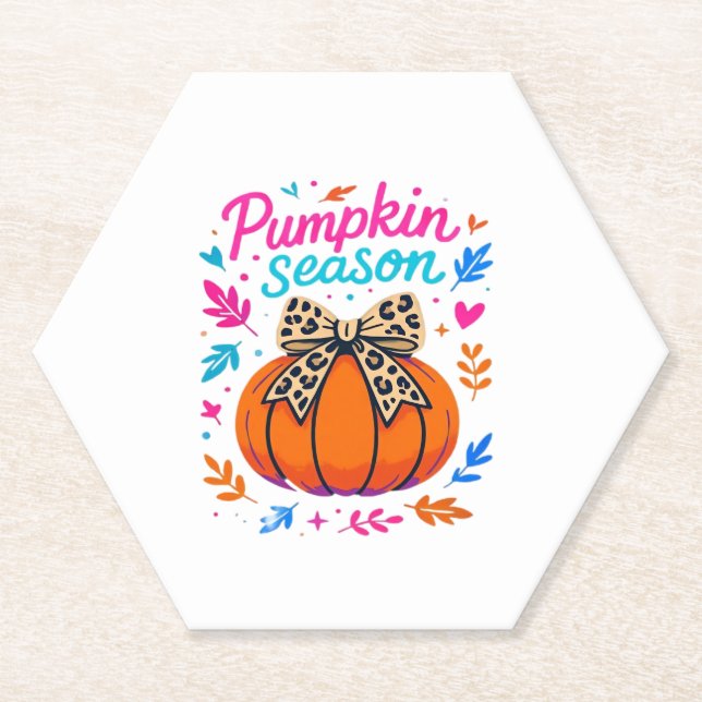 Pumpkin Season Leopard Bow Design � Cute Fall Aest Untersetzer (Vorderseite)