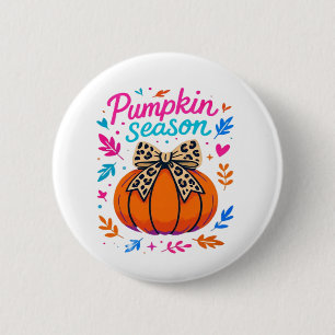 Pumpkin Season Leopard Bow Design - Niedliches Fal Button