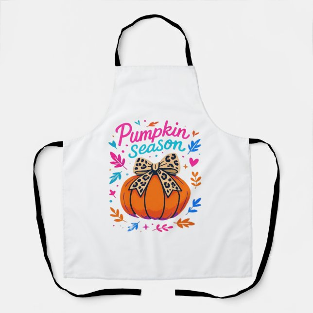 Pumpkin Season Leopard Bow Design - Niedliches Fal Schürze (Vorderseite)