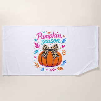 Pumpkin Season Leopard Bow Design - Niedliches Fal Strandtuch