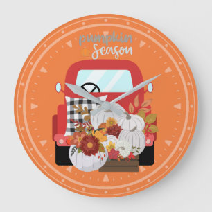 Pumpkin Season Lieferwagen Truck Große Wanduhr