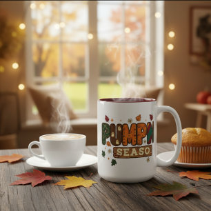 Pumpkin Season Rustic Fall Gemütlicher Erntedank Zweifarbige Tasse