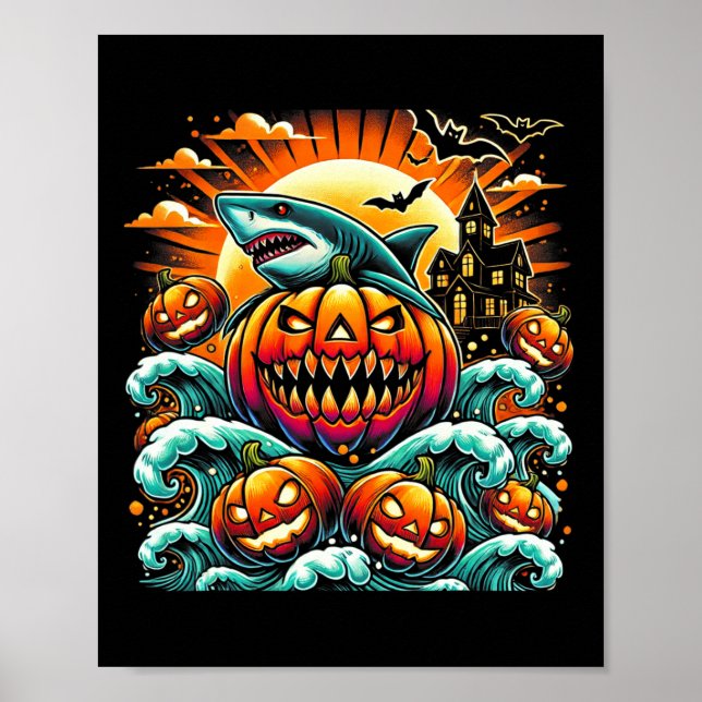 Pumpkin Shark Halloween Poster (Vorne)