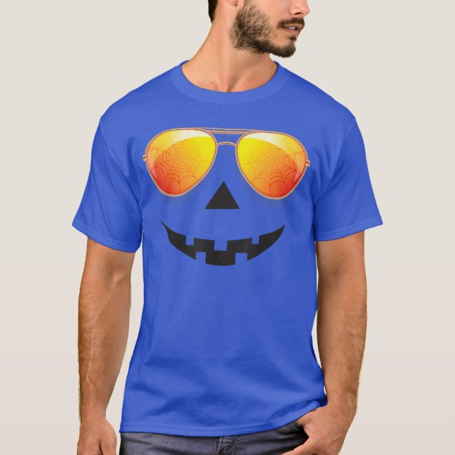 Pumpkin Shirt Halloween Sunglasses Spider Web Tric (Vorderseite)