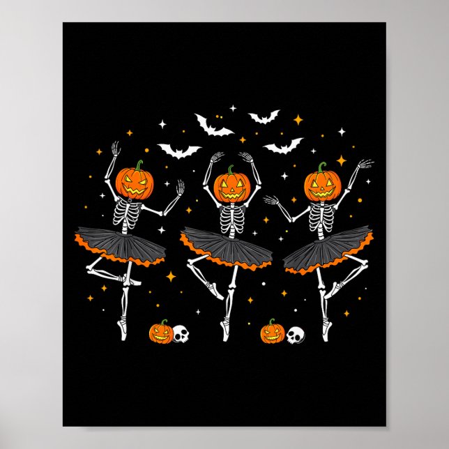 Pumpkin Skeleton Ballerinas Ballet Dance Girls Hal Poster (Vorne)