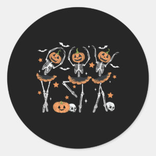 Pumpkin Skeleton Beängstigend Halloween Men Women Runder Aufkleber