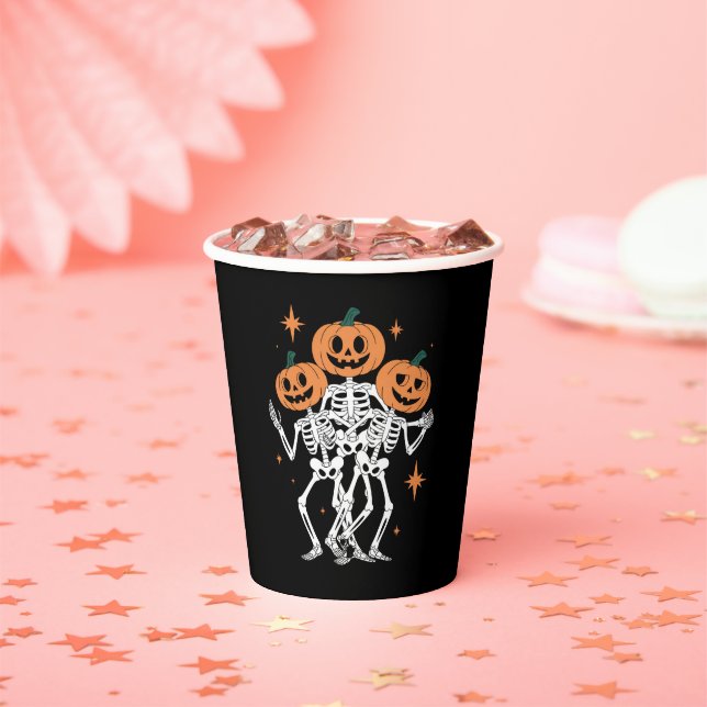 Pumpkin Skeleton Halloween Pumpkin Spooky Jahresze Pappbecher (Insitu)