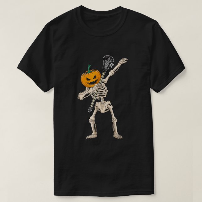 Pumpkin Skeleton Lacrosse Shirt Halloween Dabbing (Design vorne)