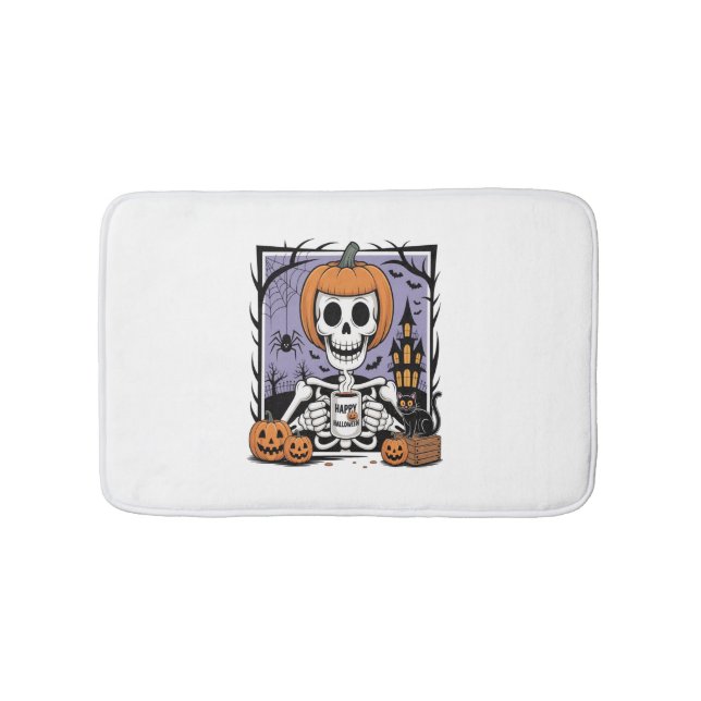 Pumpkin Skeleton trinken Kaffee Badematte (Vorderseite)