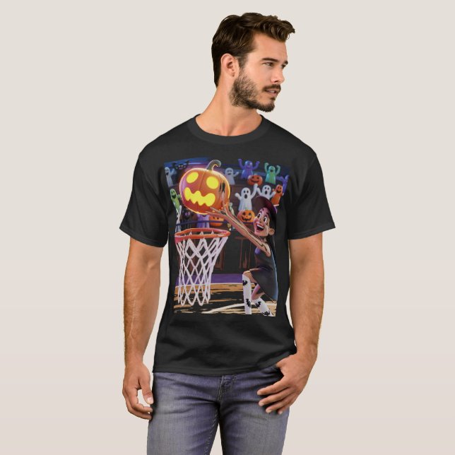 Pumpkin Slam Dunk Funny T-Shirt (Vorne ganz)