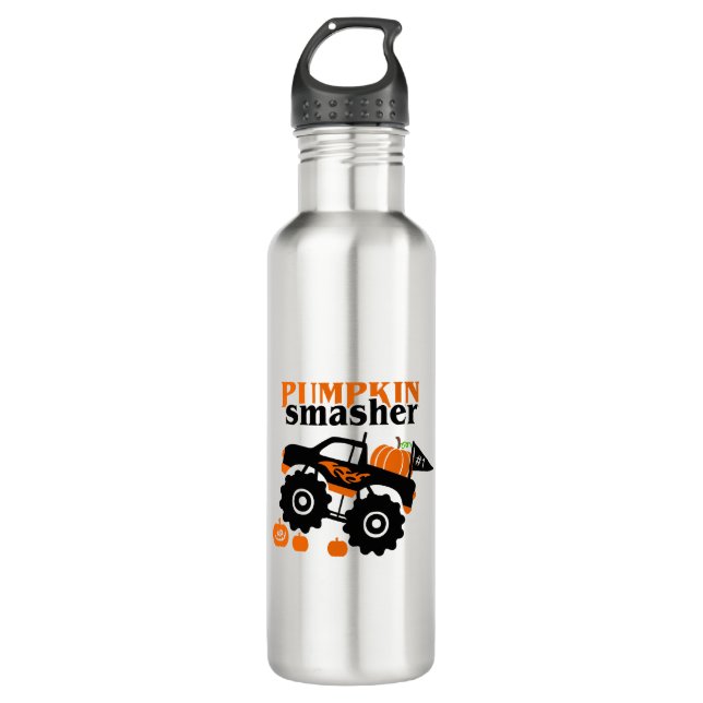 Pumpkin Smasher Boys Halloween Monster Truck Edelstahlflasche (Vorderseite)