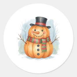 Pumpkin snowman runder aufkleber