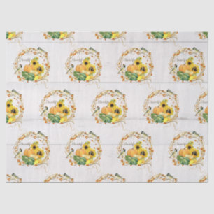 Pumpkin Sonnenblumen Fall Foliage Bird Wreath Seidenpapier